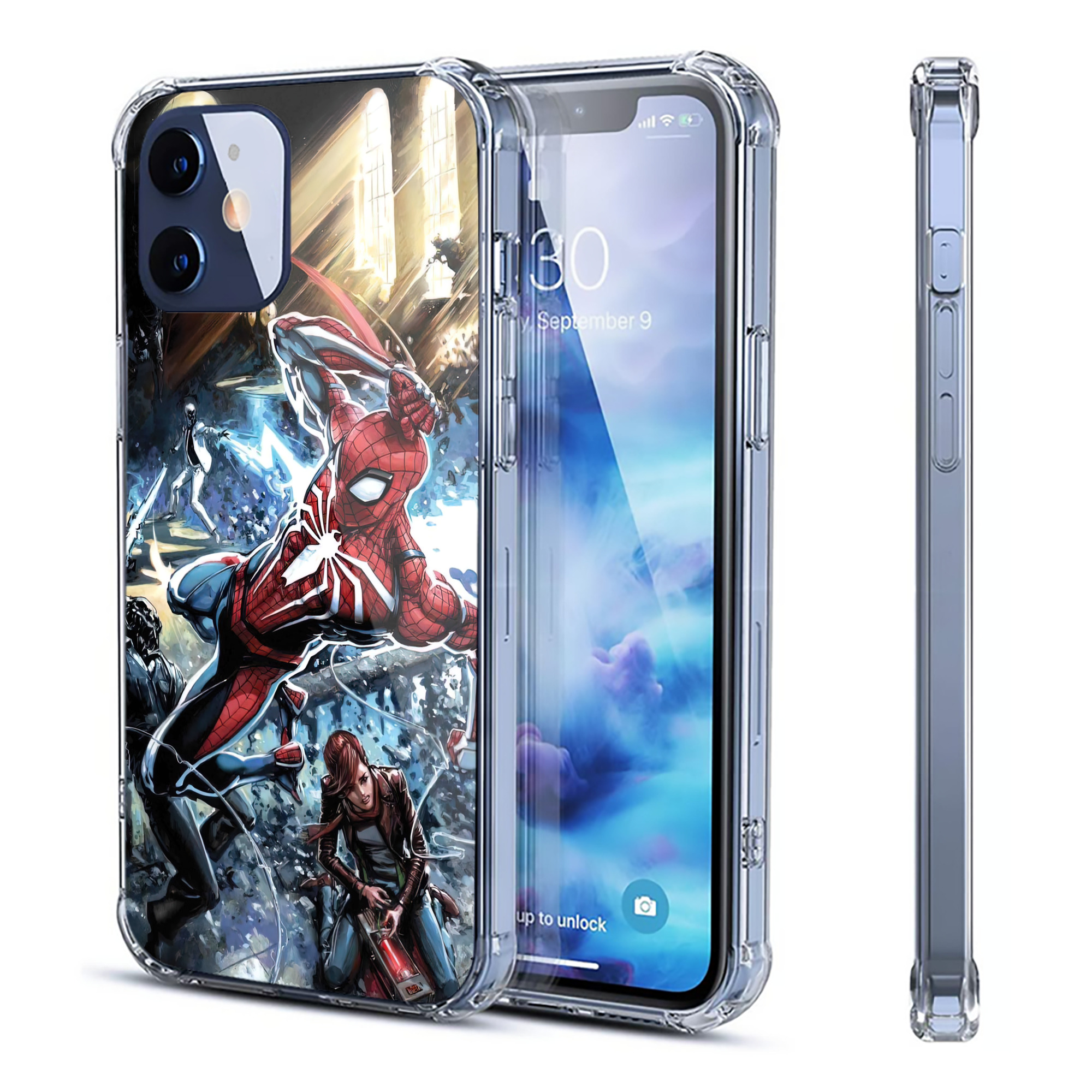 （画像用） Spider Man スパイダーマン 【iPhone 12シリーズ対応】透明スマホケース（クリアソフトケース）